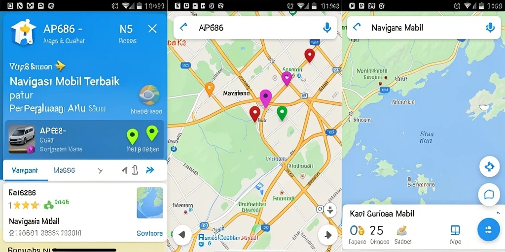 Antarmuka AP686 yang bersih dan fungsional untuk navigasi mobil.