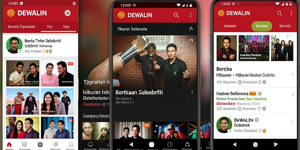 Tampilan antarmuka DEWALIN yang modern dan menarik untuk berita selebriti.